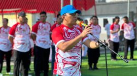 Wali Kota Makassar Moh Ramdhan Pomanto berhasil mencetak satu gol pada babak pertama laga ekshibisi Turnamen Kapolrestabes Cup 2023
