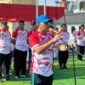 Wali Kota Makassar Moh Ramdhan Pomanto berhasil mencetak satu gol pada babak pertama laga ekshibisi Turnamen Kapolrestabes Cup 2023