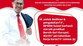 Memasuki pertengahan tahun 2023, Badan Pengembangan Sumber Daya Manusia Provinsi Sulawesi Selatan kembali menorehkan prestasi gemilang