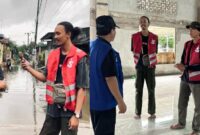 Relawan Gesit Makassar melakukan penyaluran bantuan terhadap korban yang terdampak banjir di Jalan Ujung Bori Dalam I