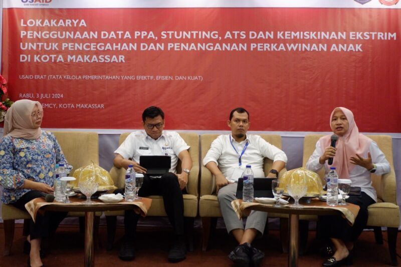 USAID ERAT bersama Pemerintah Kota Makassar melaksanakan lokakarya Penggunan Data PPA, Stunting, ATS, dan Kemiskinan Ekstrim