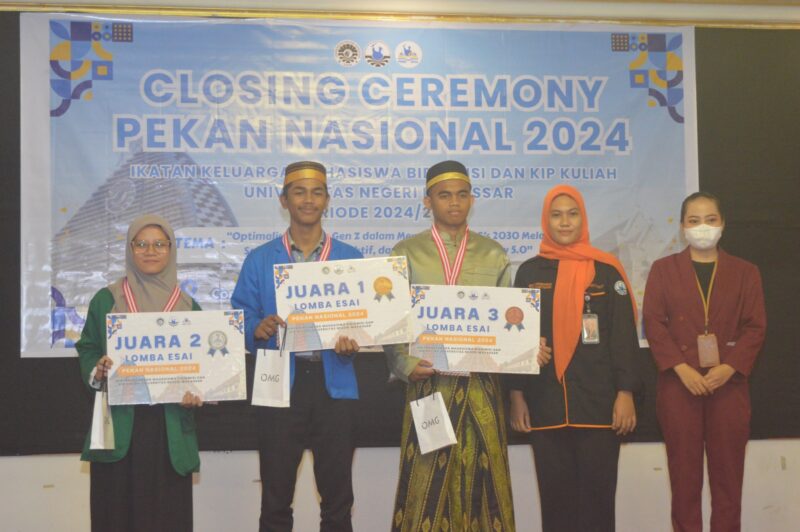 Pekan Nasional 2024 yang mengusung tema “Optimalisasi Peran Gen Z dalam Mewujudkan SDG’s 2030 melalui Saintis Kreatif, Produktif, dan Inovatif di Era Society 5.0” resmi ditutup pada Minggu (10/11/2024) di CH FIP UNM.